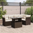 vidaXL 6 Piece Steel Sofa Set in White/Brown/Cream