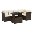 vidaXL 6 Piece Steel Sofa Set in White/Brown/Cream