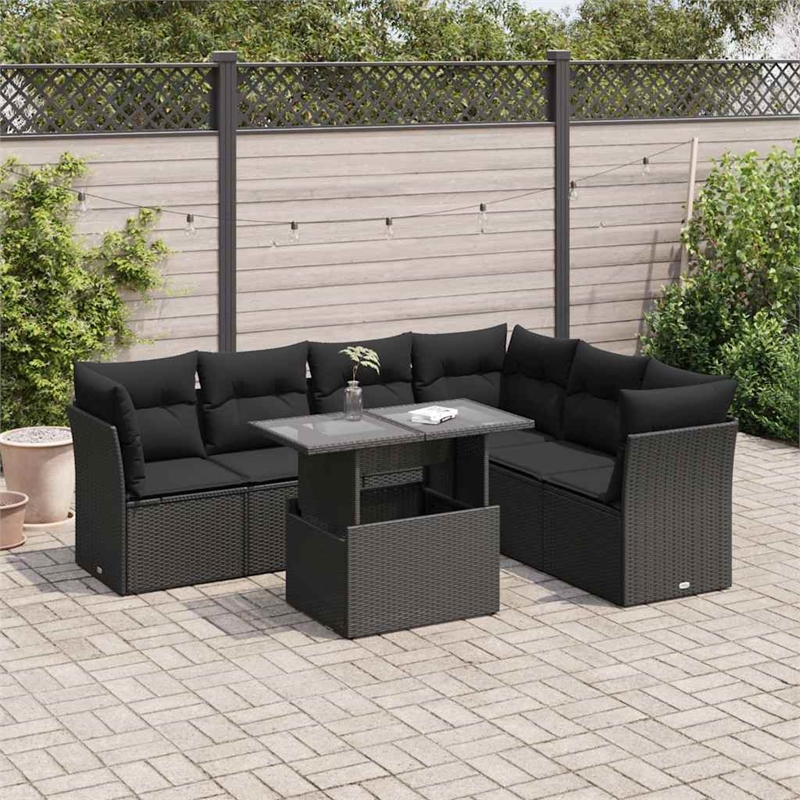 vidaXL 7 Piece Steel Sofa Set in Black