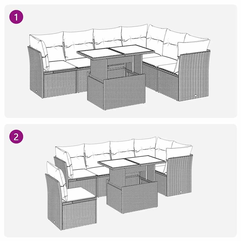 vidaXL 7 Piece Steel Sofa Set in Black
