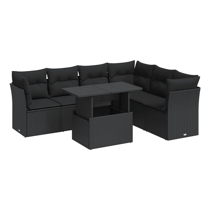vidaXL 7 Piece Steel Sofa Set in Black