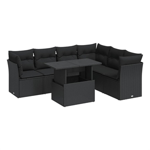 vidaXL 7 Piece Steel Sofa Set in Black