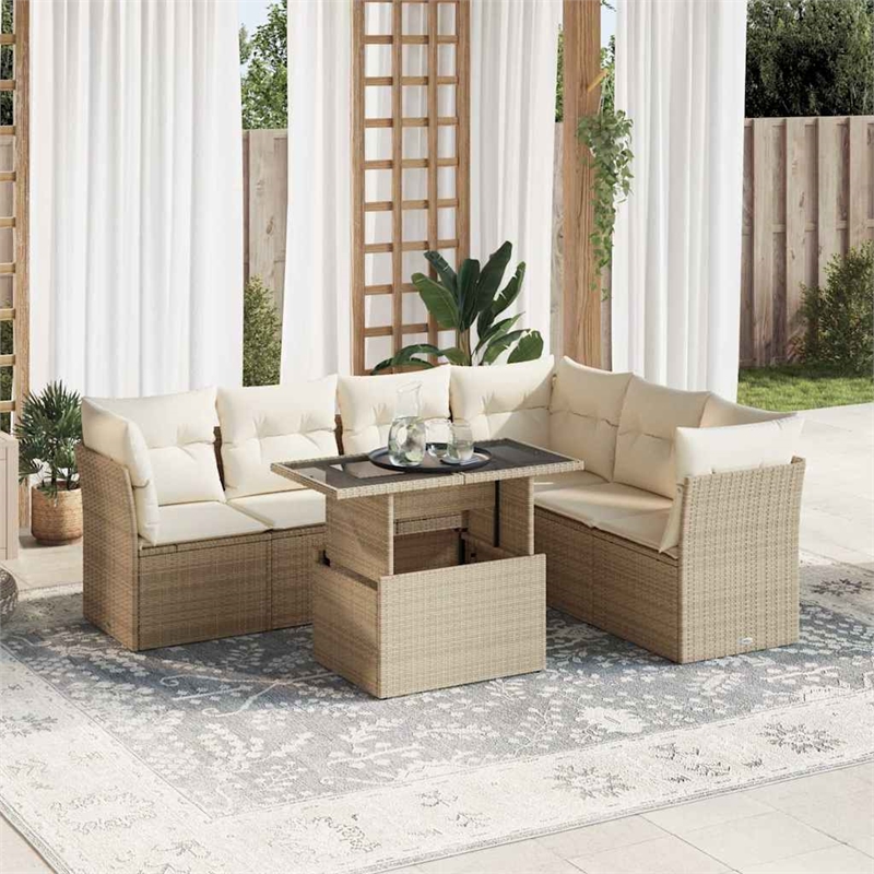 vidaXL 7 Piece Poly Rattan Patio Sofa Set