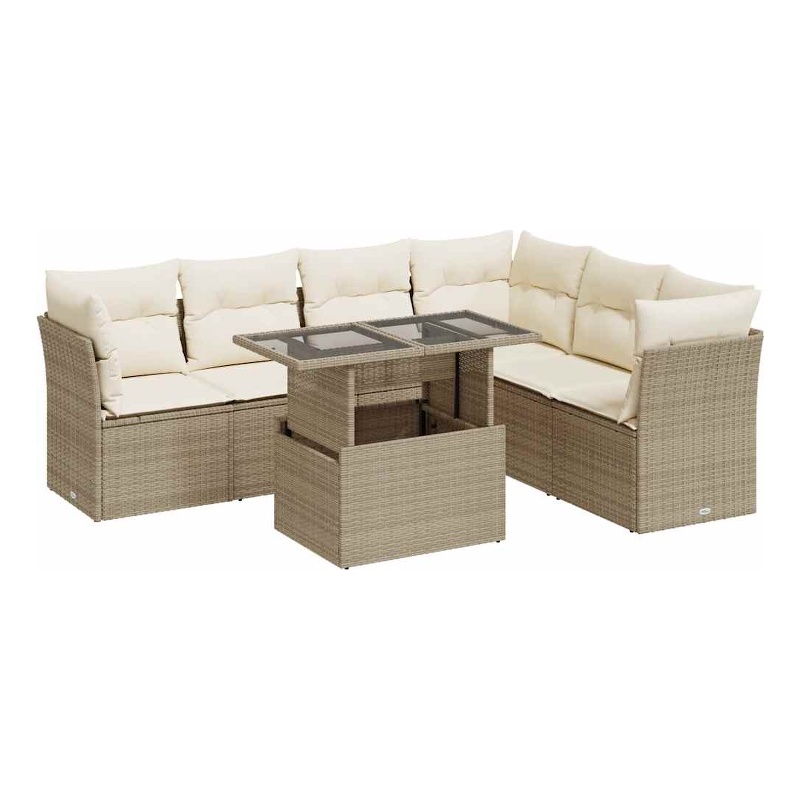 vidaXL 7 Piece Poly Rattan Patio Sofa Set