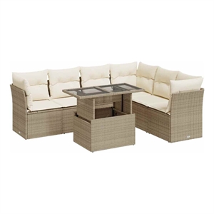 vidaXL 7 Piece Poly Rattan Patio Sofa Set