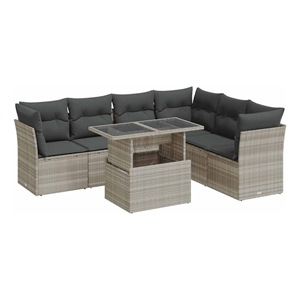 vidaXL 7 Piece Poly Rattan Sofa Set in Gray
