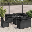 vidaXL 9 Piece Poly Rattan Sofa Set in Black