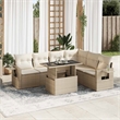 vidaXL 7 Piece Poly Rattan Sofa Set in Beige