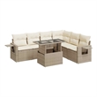 vidaXL 7 Piece Poly Rattan Sofa Set in Beige