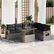 vidaXL 7 Piece Poly Rattan Sofa Set in Gray