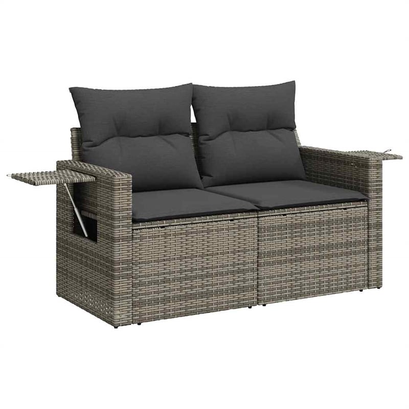 vidaXL 7 Piece Poly Rattan Sofa Set in Gray