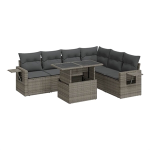 vidaXL 7 Piece Poly Rattan Sofa Set in Gray