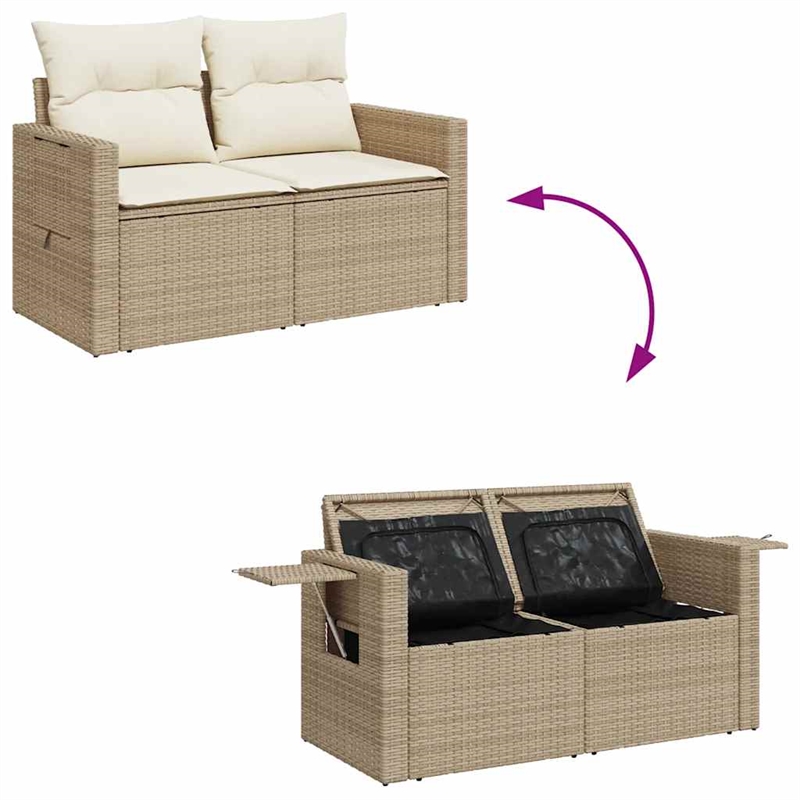 vidaXL 9 Piece Steel Sofa Set in Beige