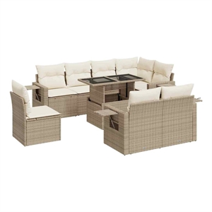 vidaXL 9 Piece Steel Sofa Set in Beige