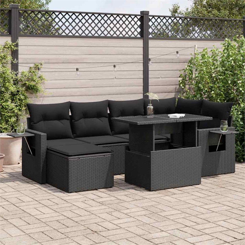 vidaXL 7 Piece Sofa Set in Black