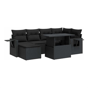 vidaXL 7 Piece Sofa Set in Black