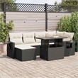 vidaXL 7 Piece Poly Rattan Sofa Set in Black/White/Cream