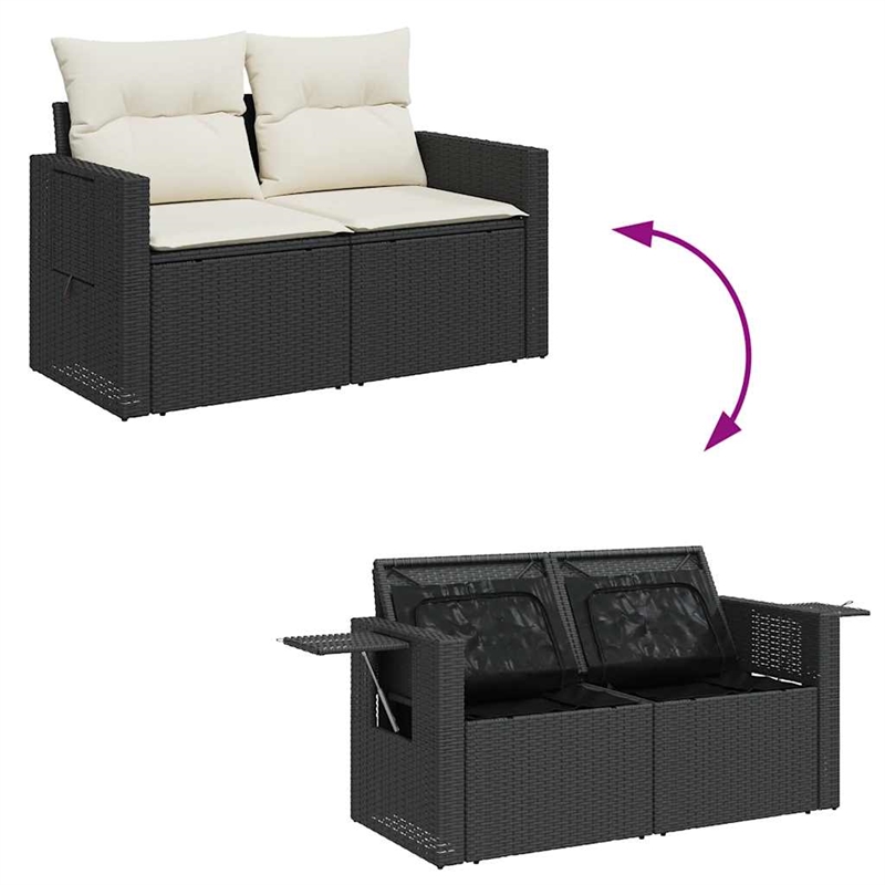 vidaXL 7 Piece Poly Rattan Sofa Set in Black/White/Cream