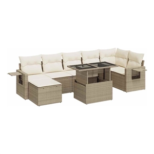 vidaXL 8 Piece Steel Sofa Set in Beige