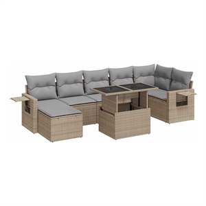 vidaXL 8 Piece Steel Sofa Set in Gray/Beige