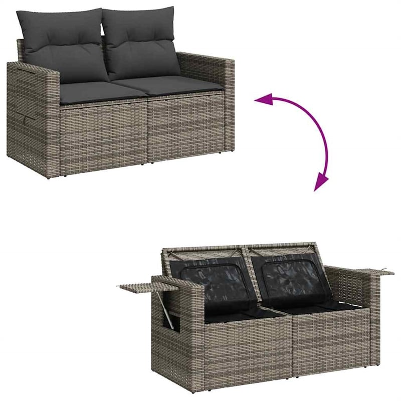 vidaXL 8 Piece Poly Rattan Sofa Set in Gray