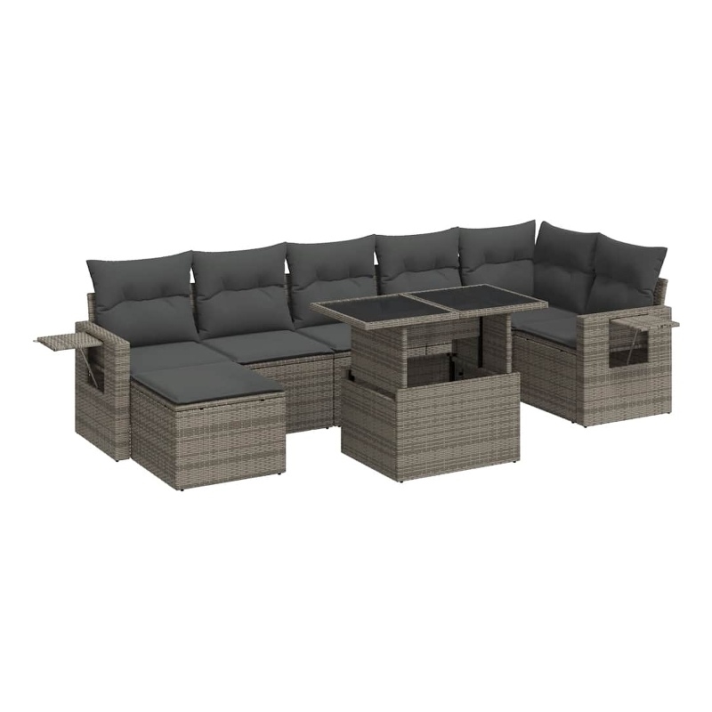 vidaXL 8 Piece Poly Rattan Sofa Set in Gray