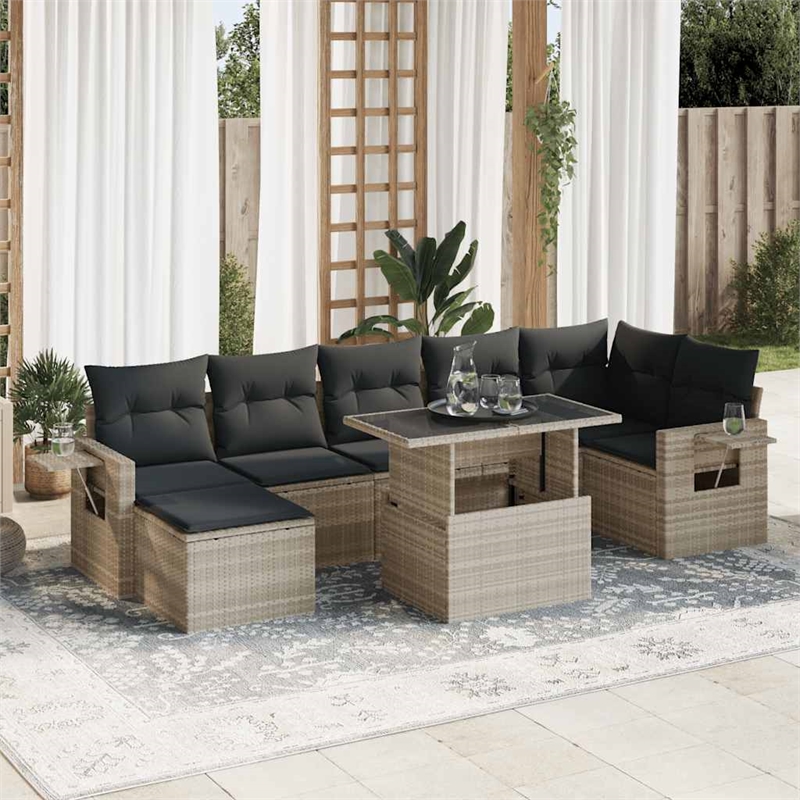 vidaXL 8 Piece Steel Sofa Set in Gray