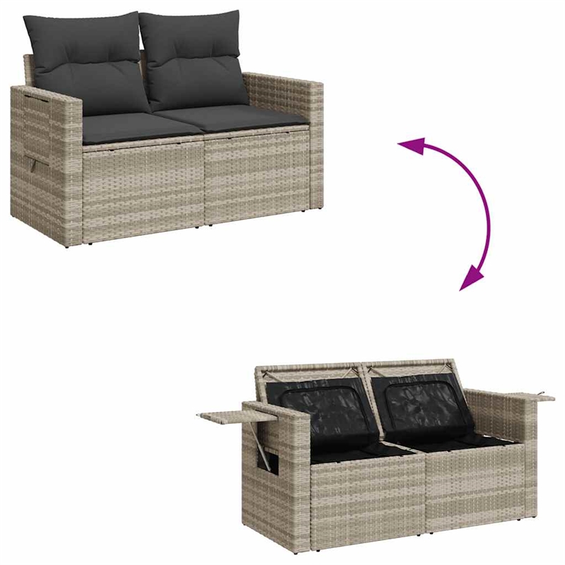 vidaXL 8 Piece Steel Sofa Set in Gray