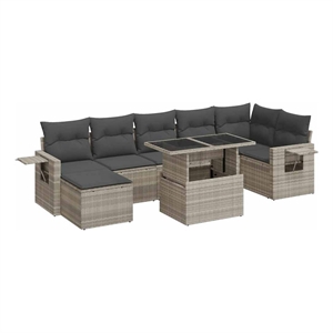 vidaXL 8 Piece Steel Sofa Set in Gray