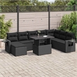 vidaXL 9 Piece Poly Rattan Large Sofa Set in Black