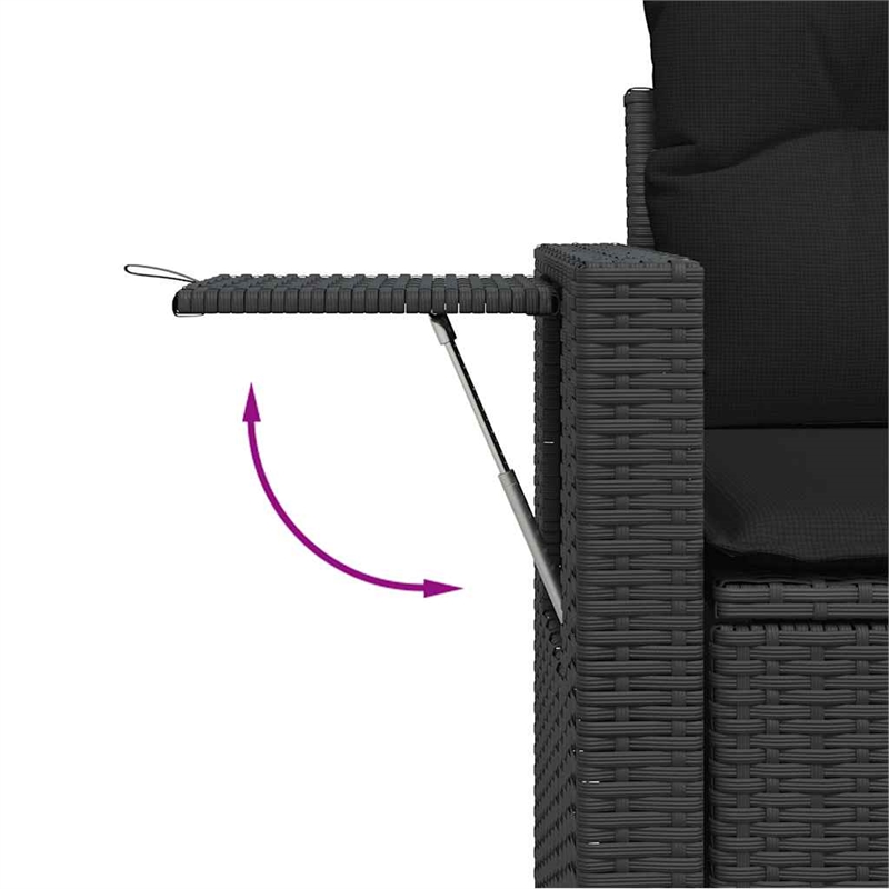 vidaXL 9 Piece Poly Rattan Large Sofa Set in Black