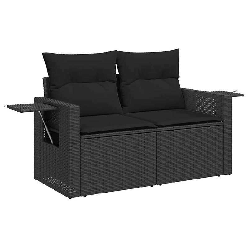 vidaXL 9 Piece Poly Rattan Large Sofa Set in Black