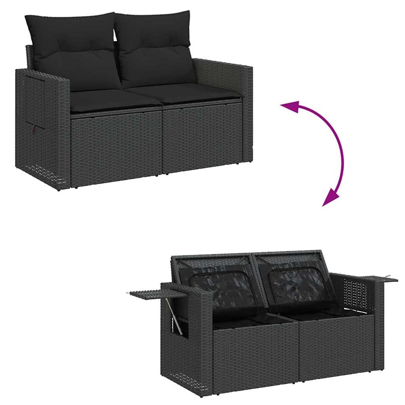vidaXL 9 Piece Poly Rattan Large Sofa Set in Black
