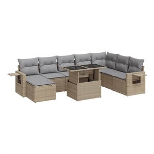vidaXL 9 Piece Sofa Set in Gray/Beige