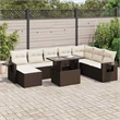 vidaXL 9 Piece Poly Rattan Sofa Set in Brown