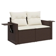 vidaXL 9 Piece Poly Rattan Sofa Set in Brown