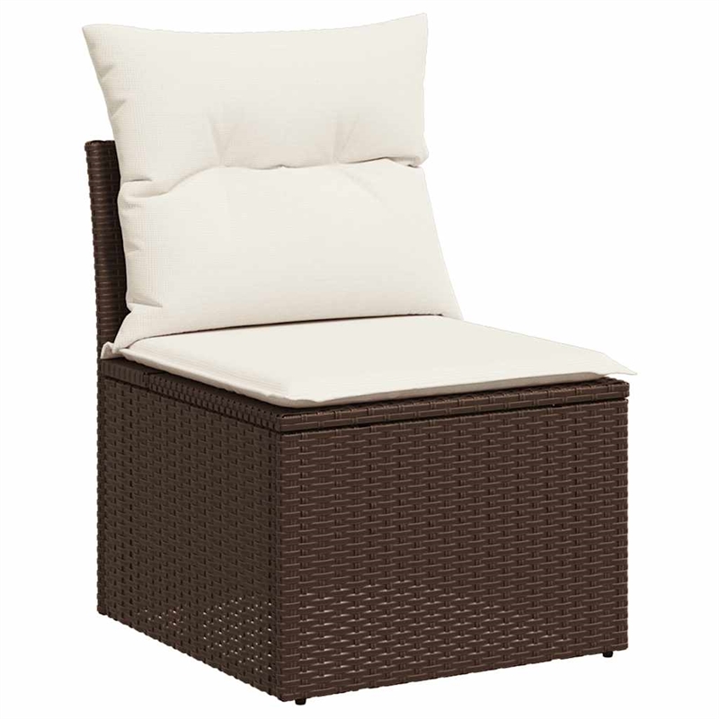 vidaXL 9 Piece Poly Rattan Sofa Set in Brown