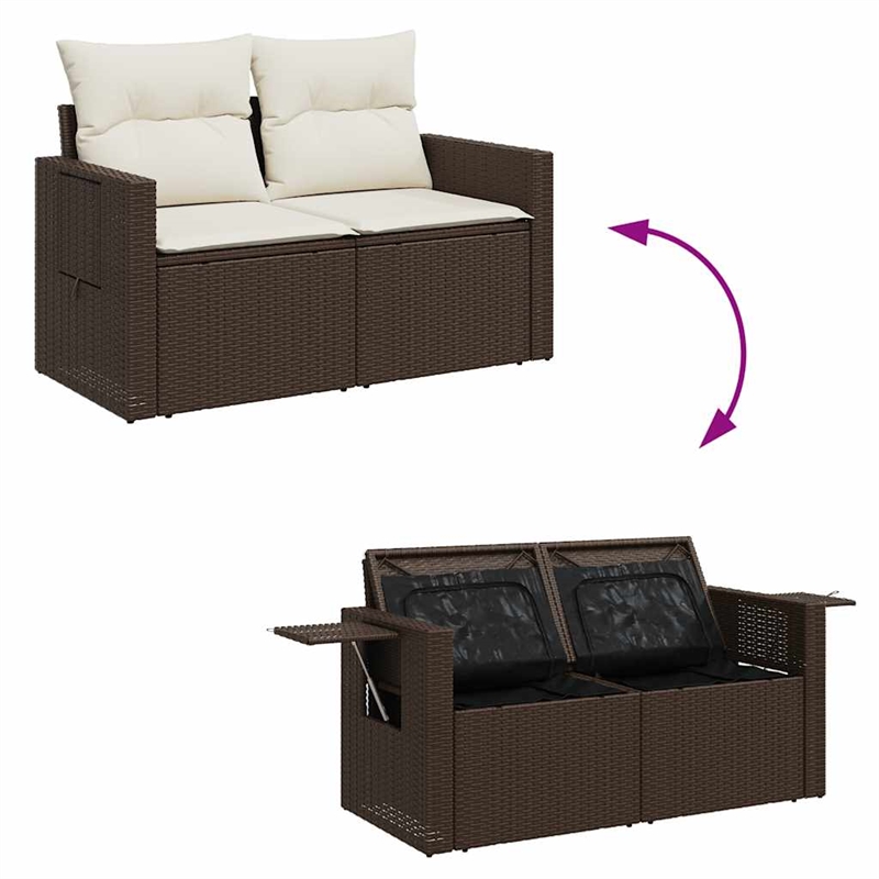 vidaXL 9 Piece Poly Rattan Sofa Set in Brown