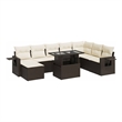 vidaXL 9 Piece Poly Rattan Sofa Set in Brown