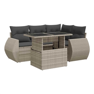 vidaXL 6 Piece Poly Rattan Sofa Set in Gray