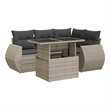 vidaXL 6 Piece Poly Rattan Sofa Set in Gray