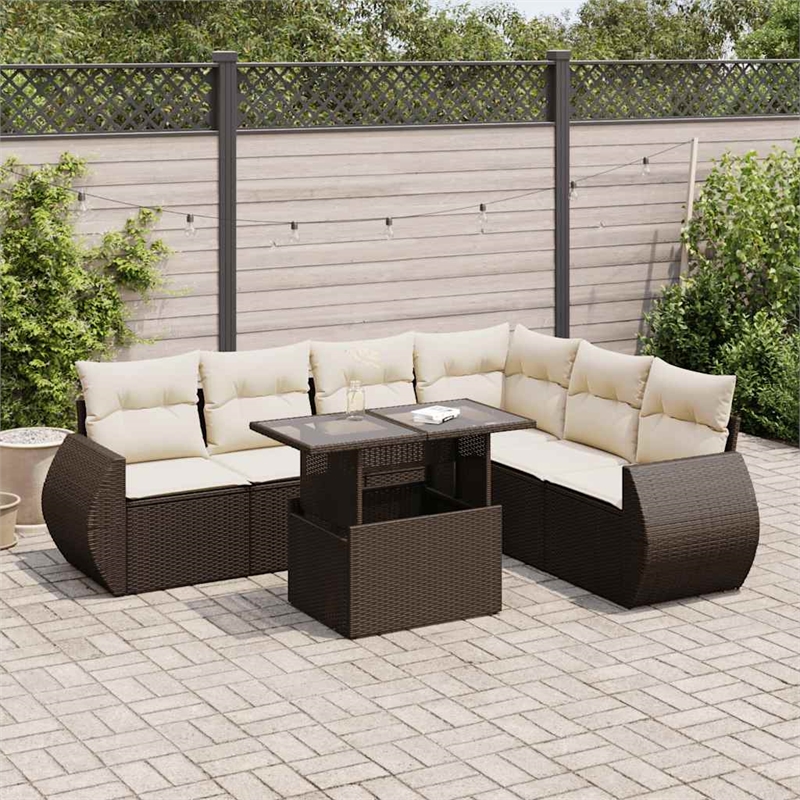 vidaXL 7 Piece Large Sofa Set in Brown