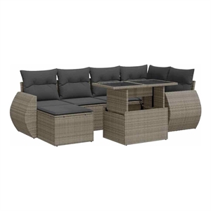 vidaXL 7 Piece Poly Rattan Sofa Set in Gray