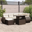 vidaXL 7 Piece Poly Rattan Sofa Set in White/Brown/Cream