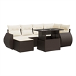 vidaXL 7 Piece Poly Rattan Sofa Set in White/Brown/Cream