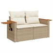 vidaXL Poly Rattan Sofa Set in White/Cream/Beige