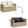vidaXL Poly Rattan Sofa Set in White/Cream/Beige