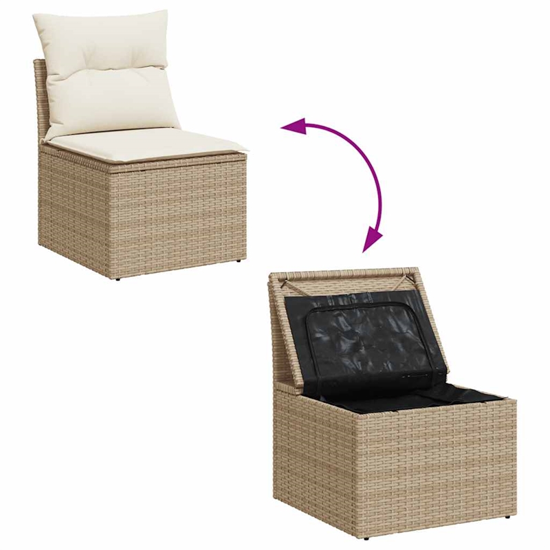 vidaXL Poly Rattan Sofa Set in White/Cream/Beige