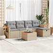 vidaXL 6 Piece Solid Acacia Wood Sofa Set in Beige