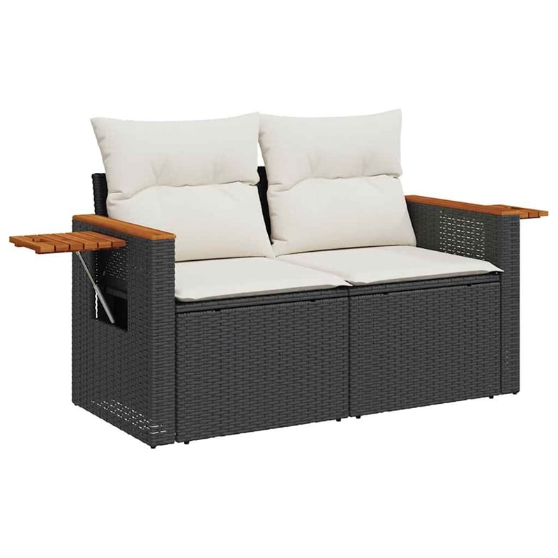 vidaXL 6 Piece Poly Rattan Small Sofa Set in Black/Cream